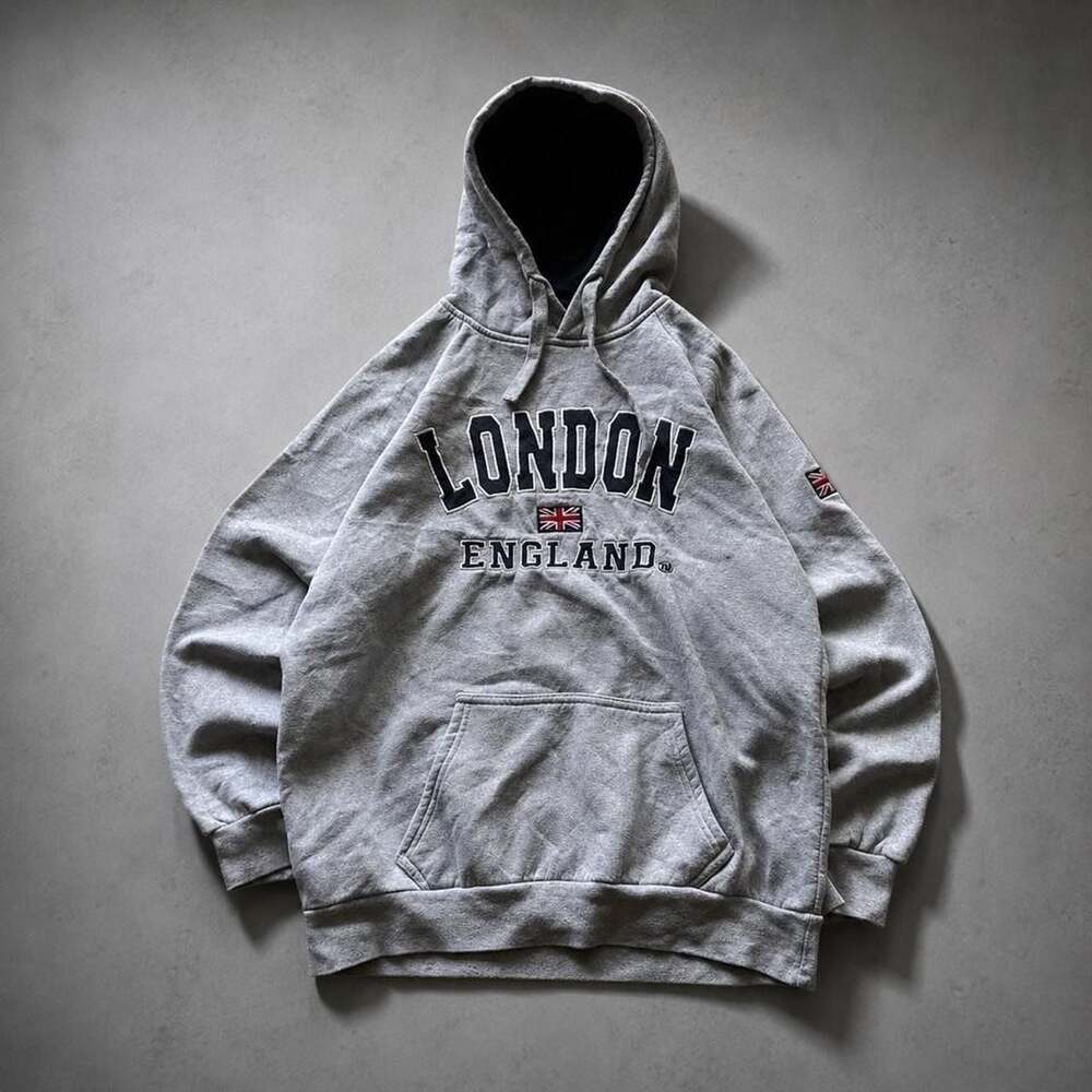 London England Vintage Embroidered Y2K Baggy Hoodie